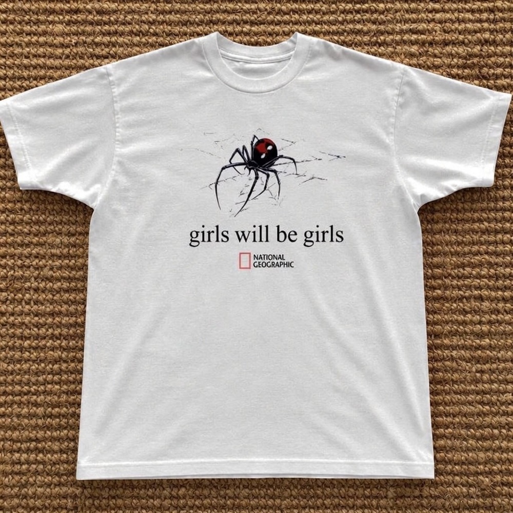 National Geographic Spider “Girls Will Be Girls” White Graphic Tee - Size M
